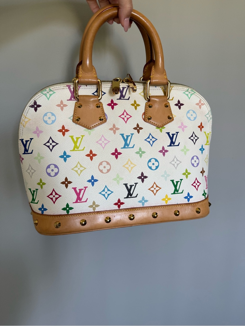 Louis Vuitton White Multicolor Monogram Alma Satchel